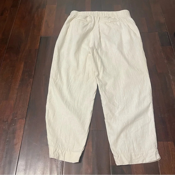 Loft High Rise Straight Pull On Pants Women’s Large Linen Blend Cream - Picture 8 of 8